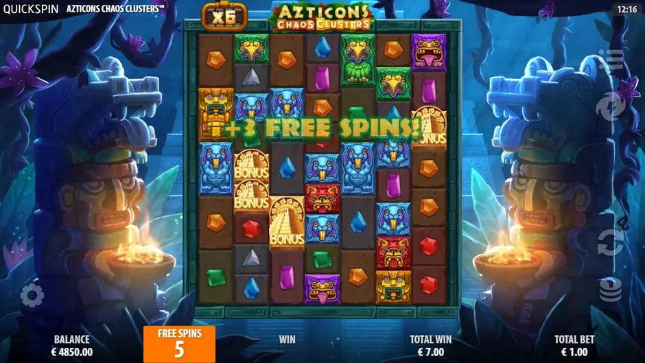 Azticons Sacred Free Spins retrigger plus three