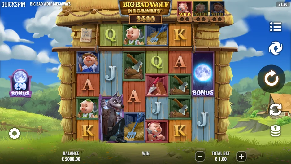 Big Bad Wolf Megaways base game board