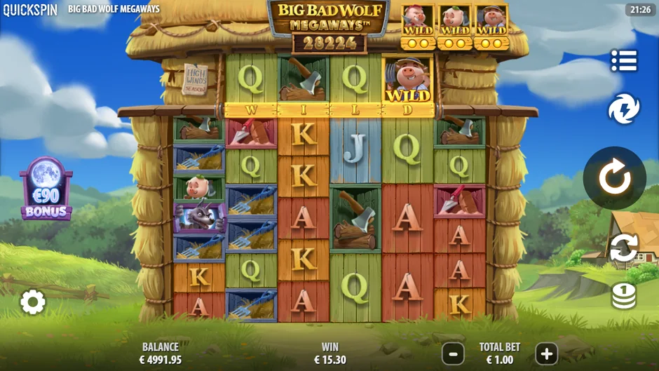 Big Bad Wolf Megaways three Piggy Wilds