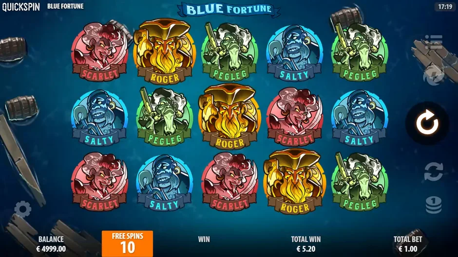 Blue Fortune pirate only free spins