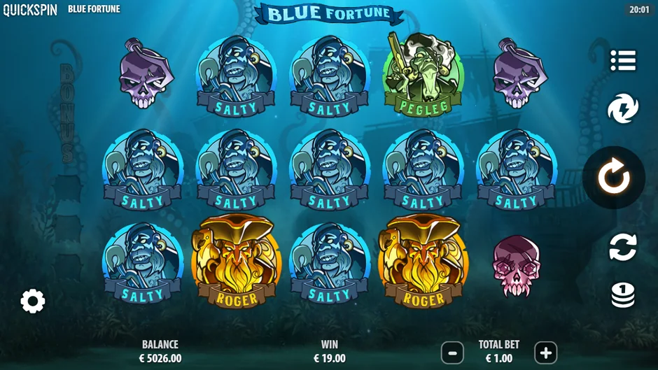 Blue Fortune Salty pirate line win