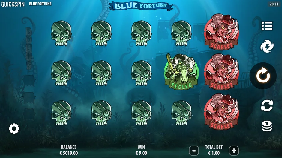Blue Fortune green skull respin chain