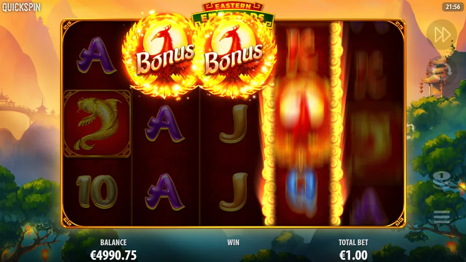 Eastern Emeralds bonus scatters landing on reels