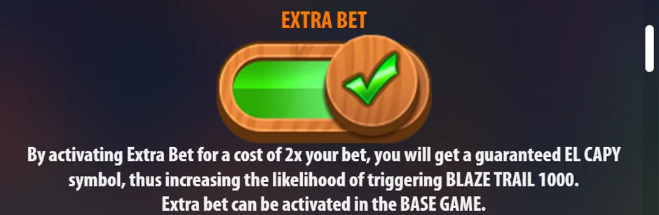 El Capy Extra Bet rules screen