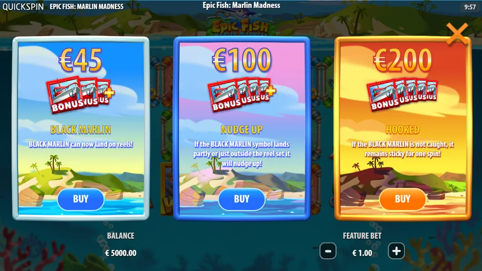 Marlin Madness bonus buy three cards