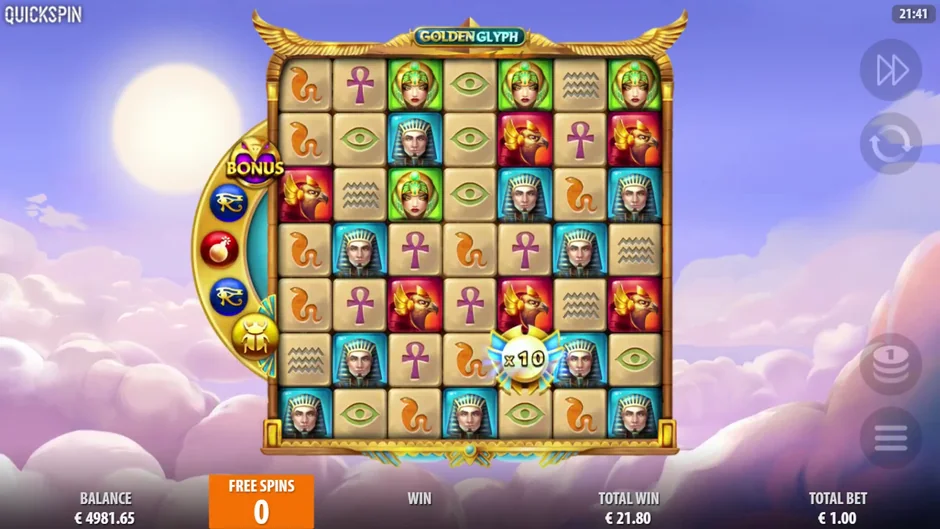 Golden Glyph Wild multiplier at x10