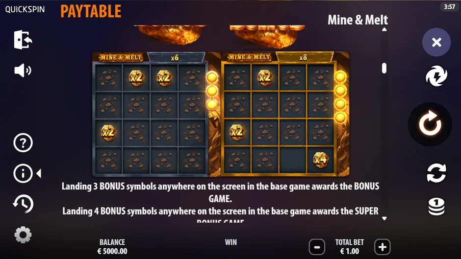 Mine & Melt Bonus Game lives