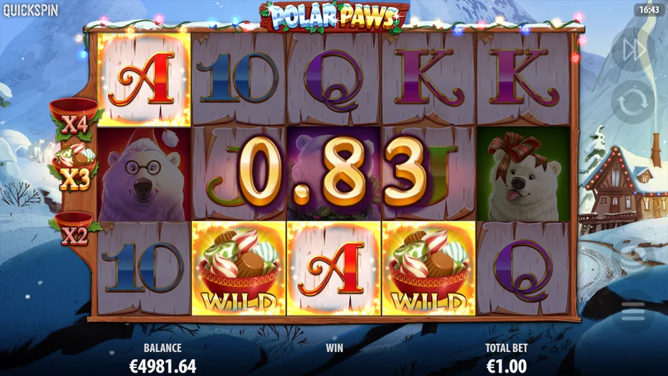 Polar Paws two multiplier wilds x3