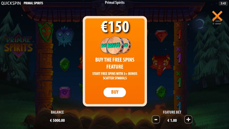 Primal Spirits buy free spins card