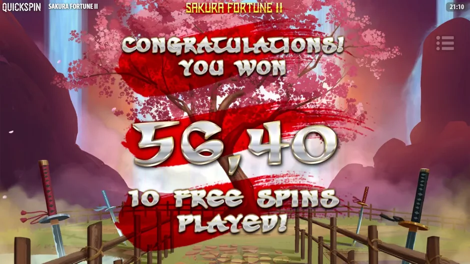 Sakura Fortune 2 free spins total win