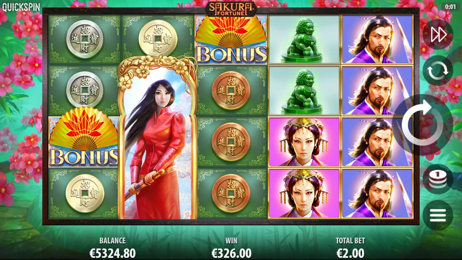 Sakura Fortune free spins win result