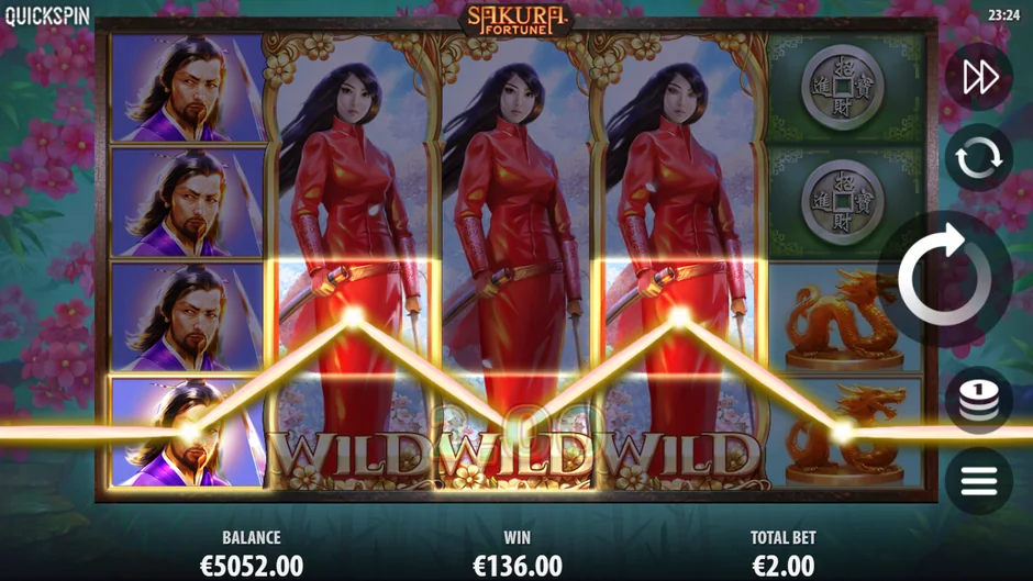 Sakura Fortune respin win three wild reels