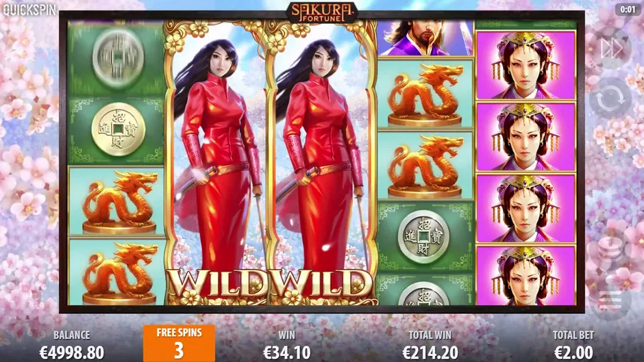 Sakura Fortune free spins two wild reels