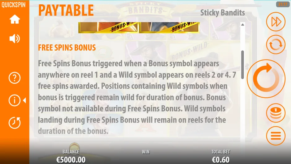 Sticky Bandits free spins trigger rule