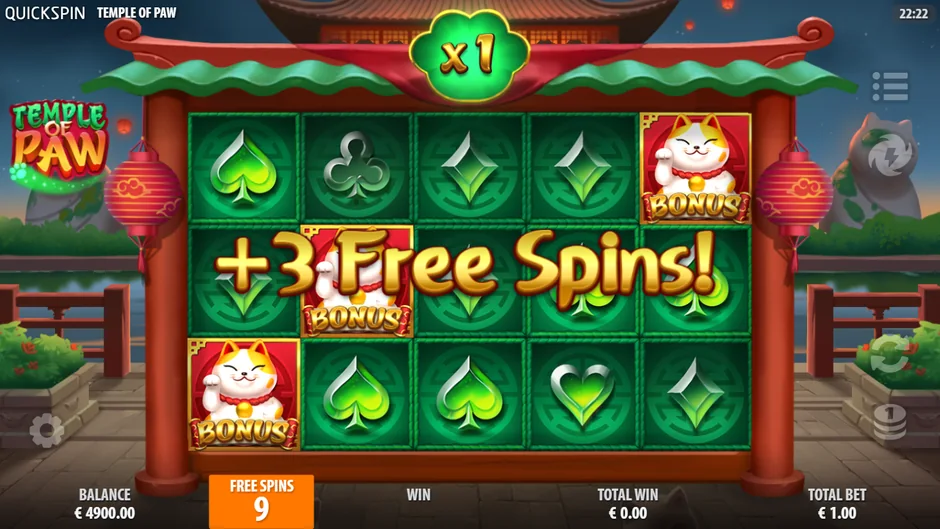 Temple of Paw free spins retrigger
