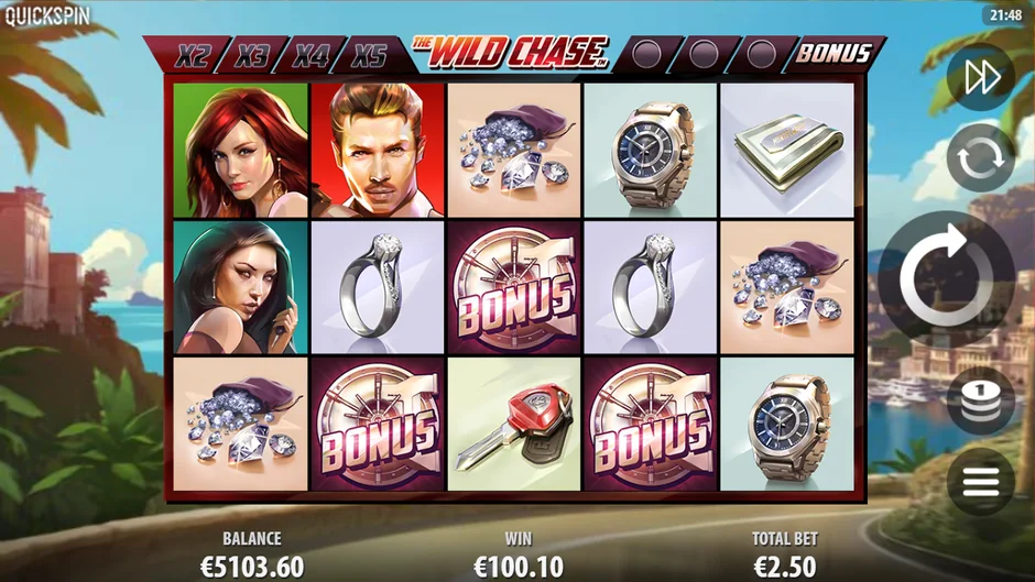 The Wild Chase three bonus scatters board