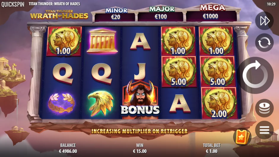 Titan Thunder Wrath of Hades six Money symbols