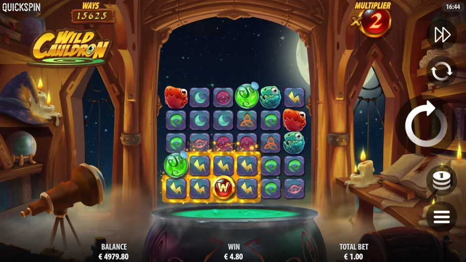 Wild Cauldron five rows locked lightning